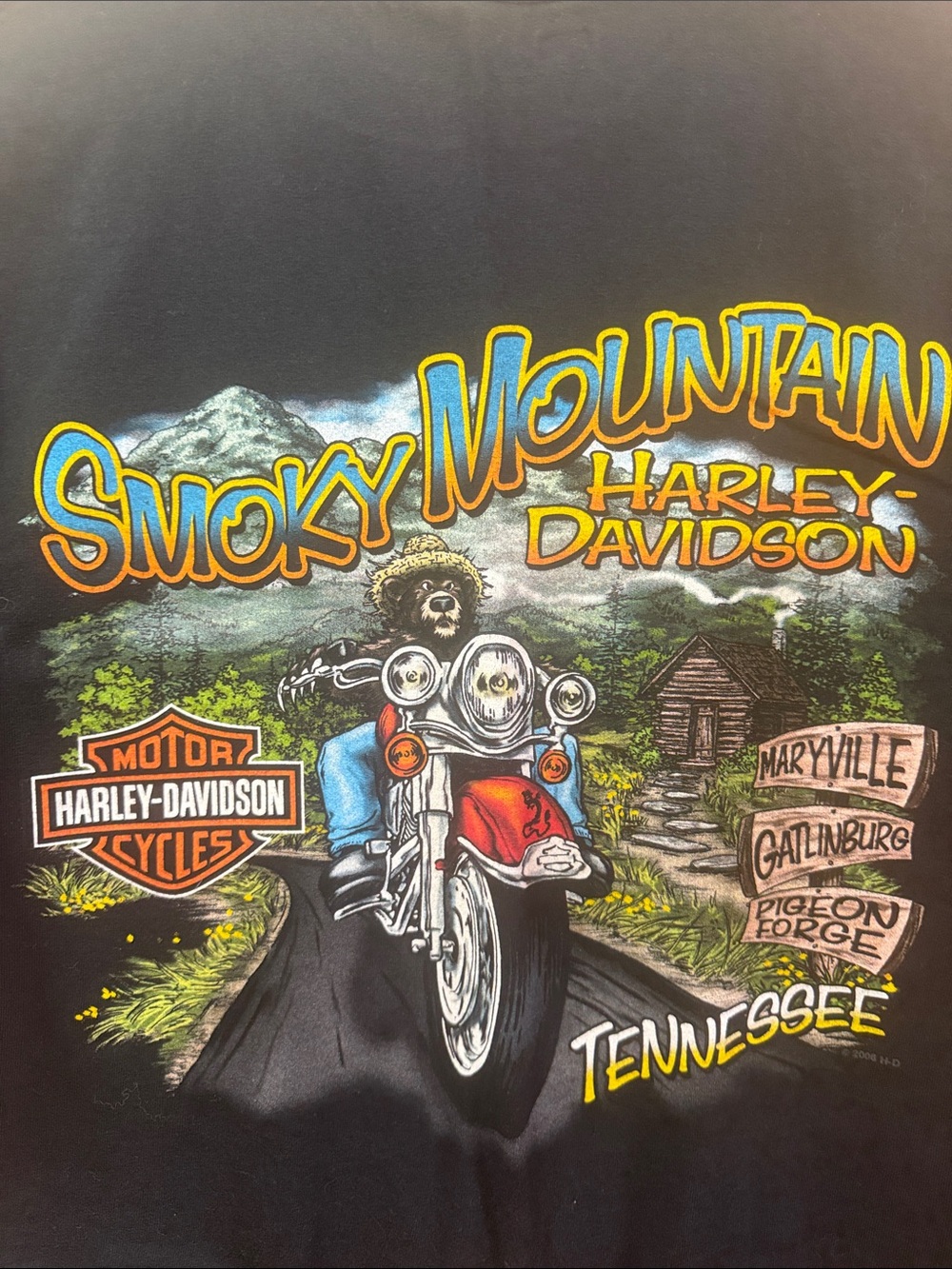 Harley-Davidson Tennessee Black Smoky Mountain Motorcycle Graphic Tee NWOT